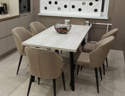 Обеденная группа H140 сосна касцина и 4 стула Kosta beige — фото 2