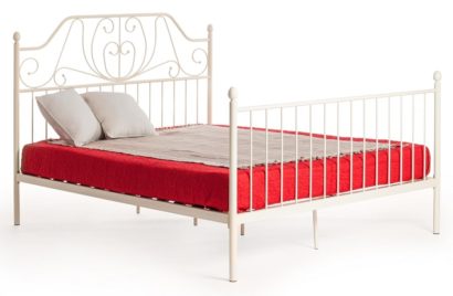 Кровать ERIC Wood slat base металл, 160*200 см (Queen bed), Белый (butter white) — фото 1