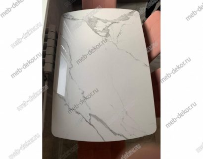 Обеденная группа ELIOT 120 GLOSS STATUARIO WHITE SINTERED STONE и 4 стула Bruk light pink — фото 5