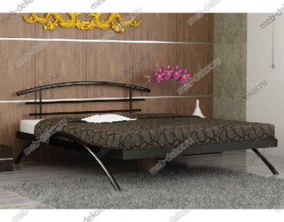 Кровать двуспальная САКУРА (140х200/металлическое основание) Коричневый бархат — фото 1
