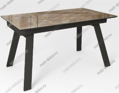 Стол Морис 140 БРАУН, стекло / черный каркас — фото 1