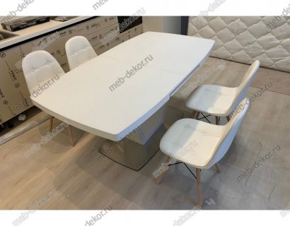 Обеденная группа Фоджа и 4 стула Kvadro белый — фото 1