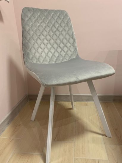 Обеденная группа HB140 бетон и 4 стула DAIQUIRI BLUVEL-03 LIGHT GREY / белый каркас, велюр — фото 5