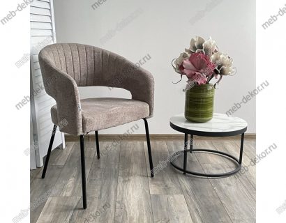 Стул SNUG WZ2042-04 серо-бежевый фактурный велюр / черный каркас — фото 2