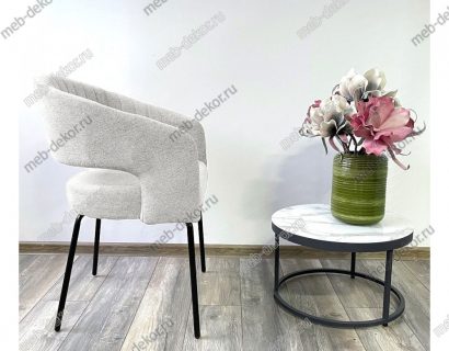 Стул SNUG WZ2042-18 белая галька, фактурный велюр / черный каркас — фото 2