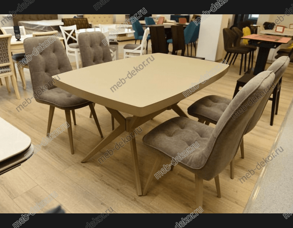 Стол Оскар 2м GLASS 140×90, стекло капучино