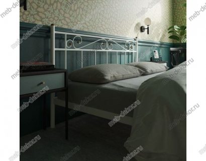 Кровать Франческа с изножьем (120х200/ноги металл/цвет Белый) — фото 2