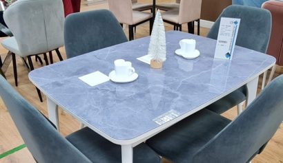 Стол DikLine М15 мрамор серый глянец optiwhite/опоры белые — фото 2