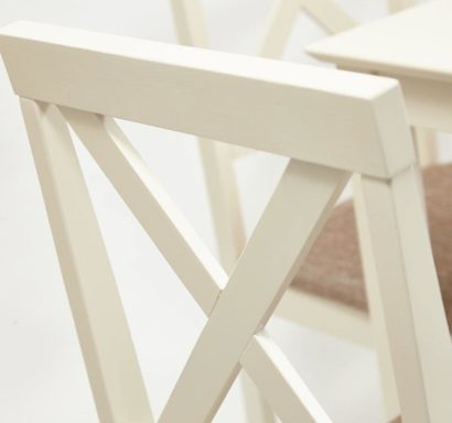 Обеденный комплект эконом Hudson Dining Set (стол + 4 стула) (ivory white (слоновая кость), ткань кор.-золотая) — фото 5