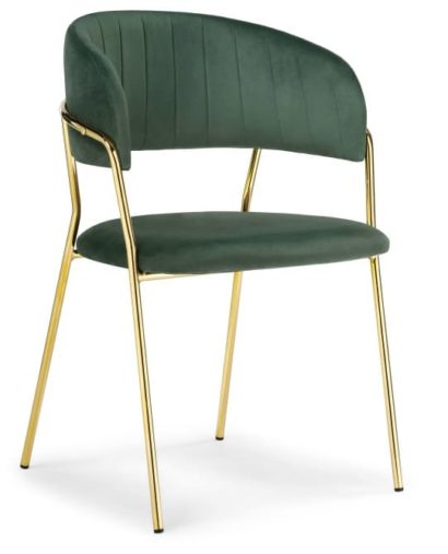 Стул на металлокаркасе Kamelia dark green / gold — фото 1