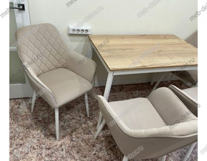 Стол Dikline L110 Дуб Галифакс натуральный (ЛДСП EGGER)/Опоры белый — фото 3
