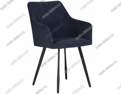 Стул DOBRIN ROBY, ЭМАЛЬ ЧЕРНЫЙ МУАР велюр Catania Dark Blue — фото 1