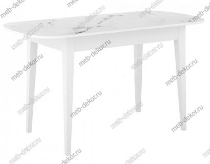 Стол DikLine M130 белый/стекло белый мрамор сатин optiwhite/опоры MM белые — фото 3