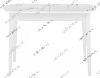 Стол DikLine M130 белый/стекло белый мрамор сатин optiwhite/опоры MM белые — фото 4