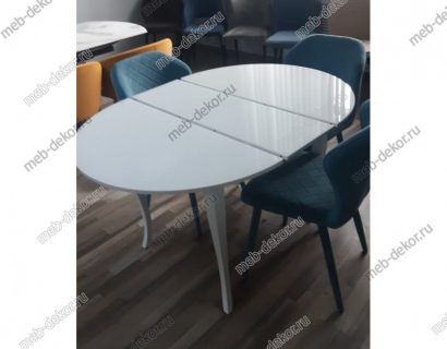 Стол DikLine MR100 белый/стекло белое глянец optiwhite/ опоры МC белые — фото 3