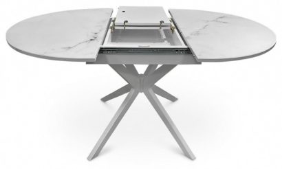 Стол DikLine MB130 белый/стекло белый мрамор сатин optiwhite/опоры MB белые — фото 6