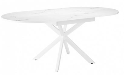 Стол DikLine MB130 белый/стекло белый мрамор сатин optiwhite/опоры MB белые — фото 7