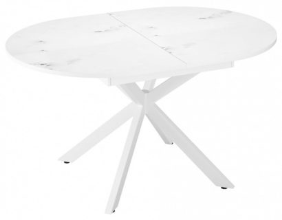 Стол DikLine MB130 белый/стекло белый мрамор сатин optiwhite/опоры MB белые — фото 5