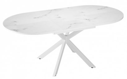 Стол DikLine MB130 белый/стекло белый мрамор сатин optiwhite/опоры MB белые — фото 8