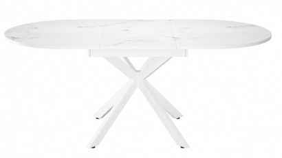 Стол DikLine MB130 белый/стекло белый мрамор сатин optiwhite/опоры MB белые — фото 2