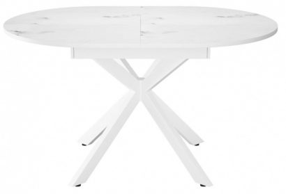 Стол DikLine MB130 белый/стекло белый мрамор сатин optiwhite/опоры MB белые — фото 3