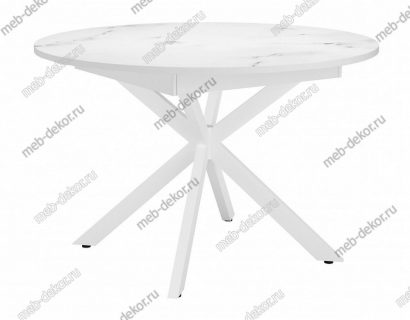Стол DikLine MB110 белый/стекло белый мрамор сатин optiwhite/опоры MB белые — фото 1
