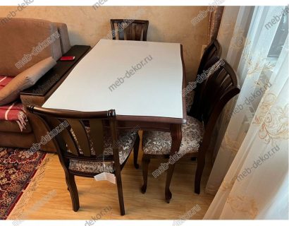 Обеденная группа Кабриоль 120 Glass и 4 стула Кабриоль, Тон 7(Орех темный), Андрис Вензель 37/1 — фото 4