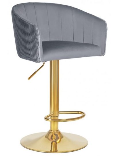 Стул барный DOBRIN DARCY GOLD LM-5025_GoldBase серый велюр (1922-19) — фото 1