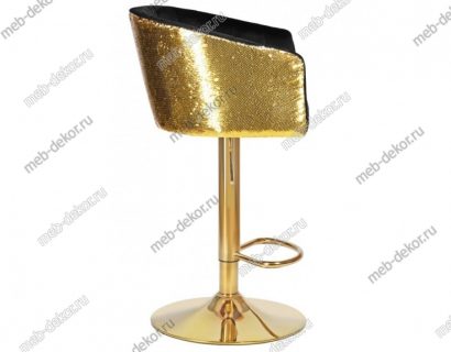 Стул барный DOBRIN DARCY GOLD SHINY 5025_GoldBase-LM черный велюр с золотыми паетками — фото 3