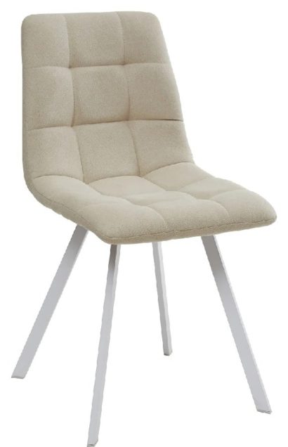 Стул CHILLI SQUARE UF860-01B бежевый, ткань/ белый каркас — фото 1