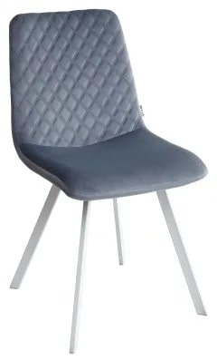Стул DAIQUIRI BLUVEL-06 BLUE / белый каркас, велюр