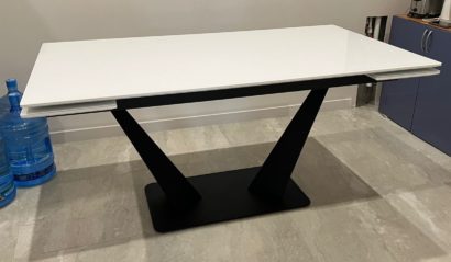 Стол Ниагара 160 Белый, стекло / черный каркас — фото 11