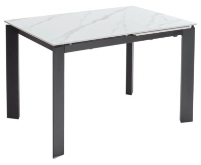 Стол КОРНЕР (CORNER) 120 цвет БЕЛЫЙ МРАМОР (MATT WHITE MARBLE SOLID CERAMIC) / ЧЕРНЫЙ — фото 1