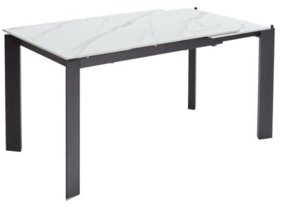 Стол КОРНЕР (CORNER) 120 цвет БЕЛЫЙ МРАМОР (MATT WHITE MARBLE SOLID CERAMIC) / ЧЕРНЫЙ — фото 2