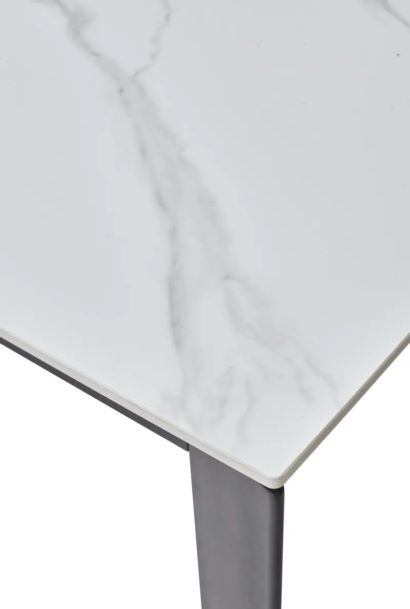 Стол КОРНЕР (CORNER) 120 цвет БЕЛЫЙ МРАМОР (MATT WHITE MARBLE SOLID CERAMIC) / ЧЕРНЫЙ — фото 8