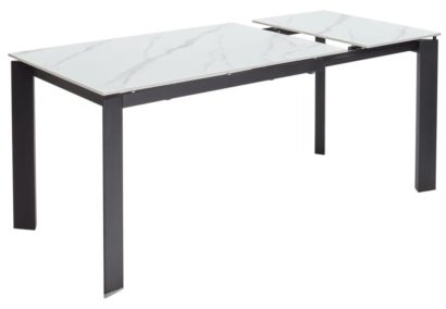 Стол КОРНЕР (CORNER) 120 цвет БЕЛЫЙ МРАМОР (MATT WHITE MARBLE SOLID CERAMIC) / ЧЕРНЫЙ — фото 3