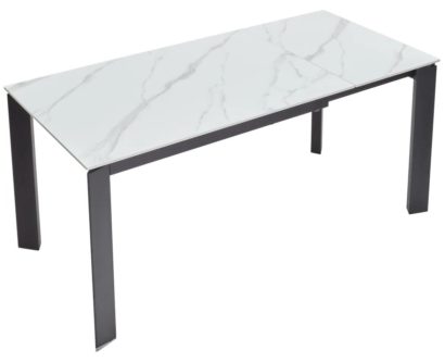 Стол КОРНЕР (CORNER) 120 цвет БЕЛЫЙ МРАМОР (MATT WHITE MARBLE SOLID CERAMIC) / ЧЕРНЫЙ — фото 7