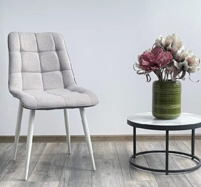 Стул CHIC VF-19/ VF-20 светло-серый/ серый, ткань/ белый каркас — фото 4