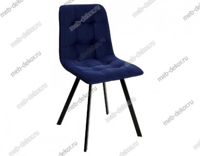 Стул CHILLI-Q SQUARE темно-синий #H60, велюр / черный каркас — фото 1
