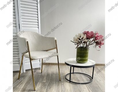 Стул DILL WZ2042-18 белая галька, фактурный велюр / золотой каркас — фото 3
