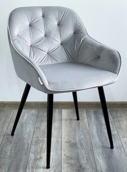 Стул BREEZE BLUVEL-03 LIGHT GREY, велюр/ черный каркас — фото 3