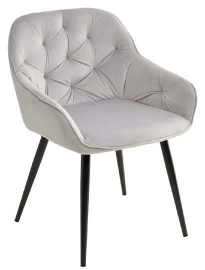 Стул BREEZE BLUVEL-03 LIGHT GREY, велюр/ черный каркас — фото 1