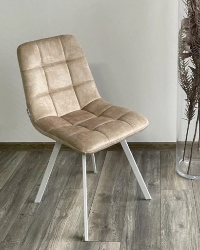 Стул CHILLI SQUARE PK6015-10(VBP210) античный бежевый, велюр/ белый каркас — фото 2