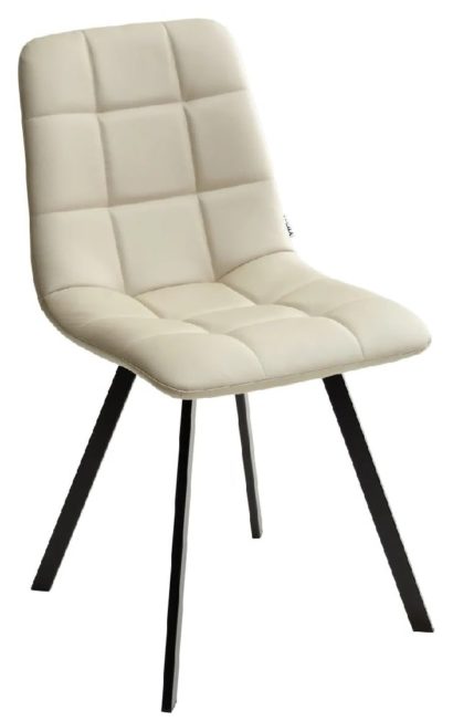 Стул CHILLI SQUARE HK017-02 серо-бежевый, PU/ черный каркас — фото 1