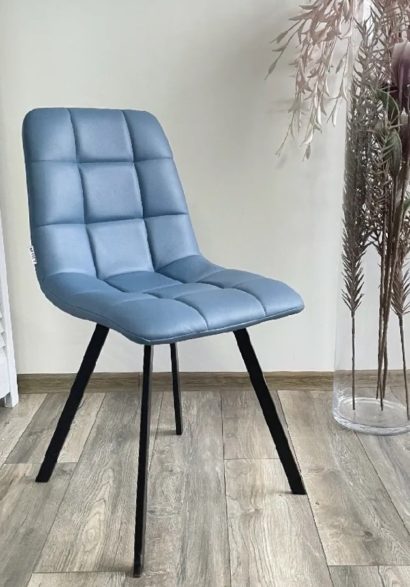 Стул CHILLI SQUARE HK017-17 глубокий голубой, PU/ черный каркас — фото 3