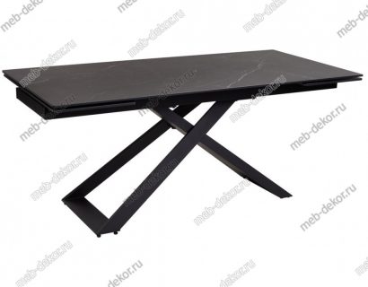 Стол LIVORNO 180 MATT BLACK MARBLE SINTERED STONE/ BLACK — фото 1