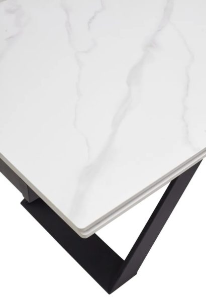 Стол ЛИВОРНО (LIVORNO) 180 цвет БЕЛЫЙ МРАМОР (MATT WHITE MARBLE SOLID CERAMIC) / ЧЕРНЫЙ, ®DISAUR — фото 2