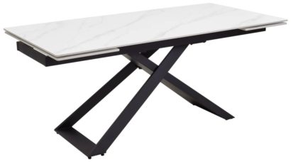 Стол ЛИВОРНО (LIVORNO) 180 цвет БЕЛЫЙ МРАМОР (MATT WHITE MARBLE SOLID CERAMIC) / ЧЕРНЫЙ, ®DISAUR — фото 1