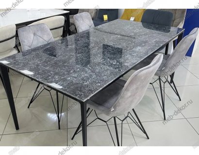 Стол NOTO 180 SINTERED STONE GLOSS STARLIGHT BLACK / BLACK — фото 2