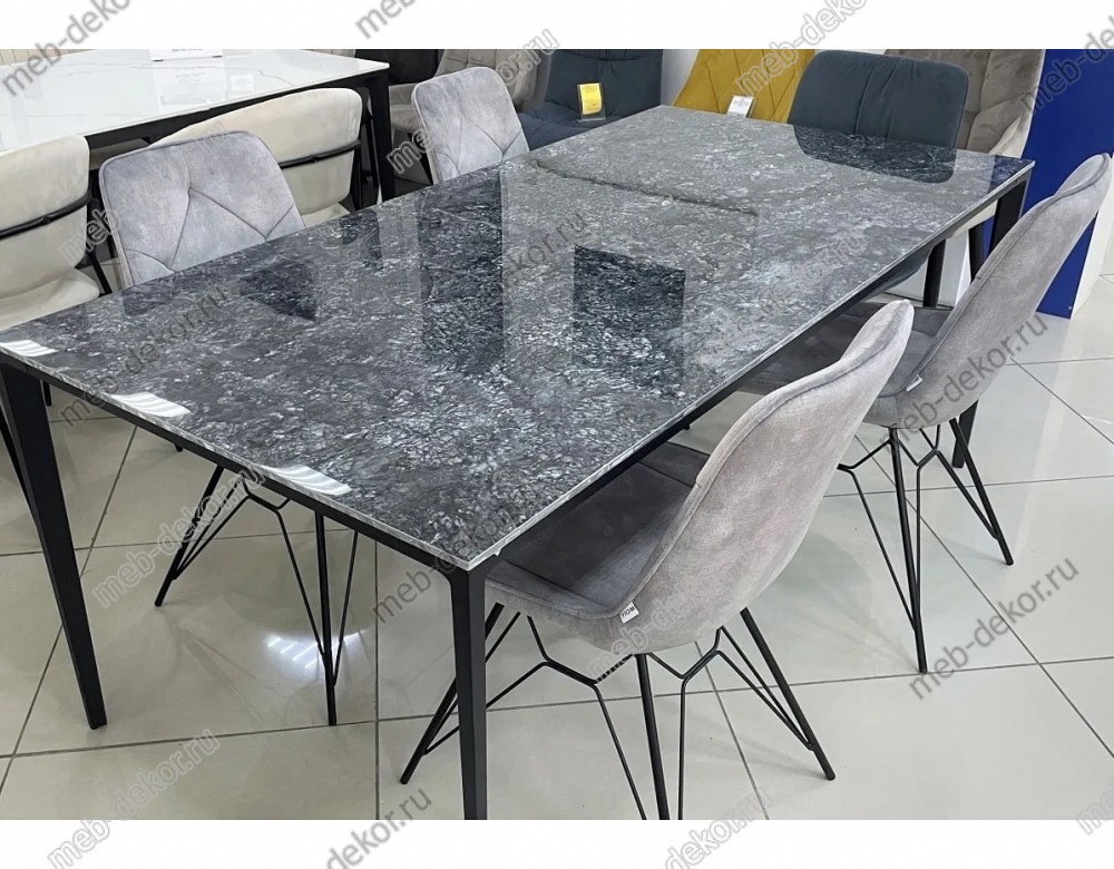 Стол NOTO 180 SINTERED STONE GLOSS STARLIGHT BLACK / BLACK